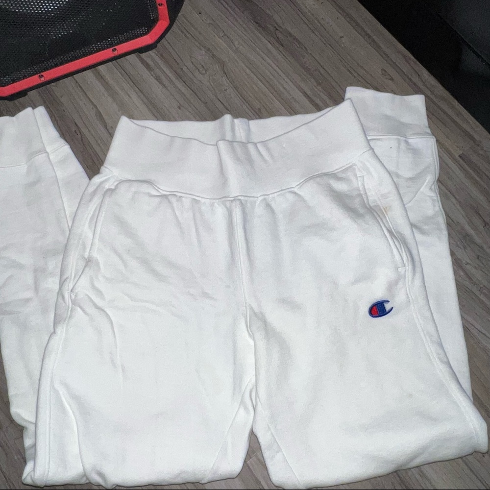 White High Waisted Champion Jogger Sweatpants
